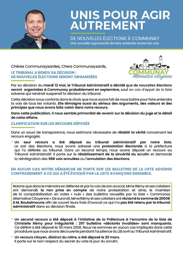 Recto du tracts aux habitants suite au recours de la liste