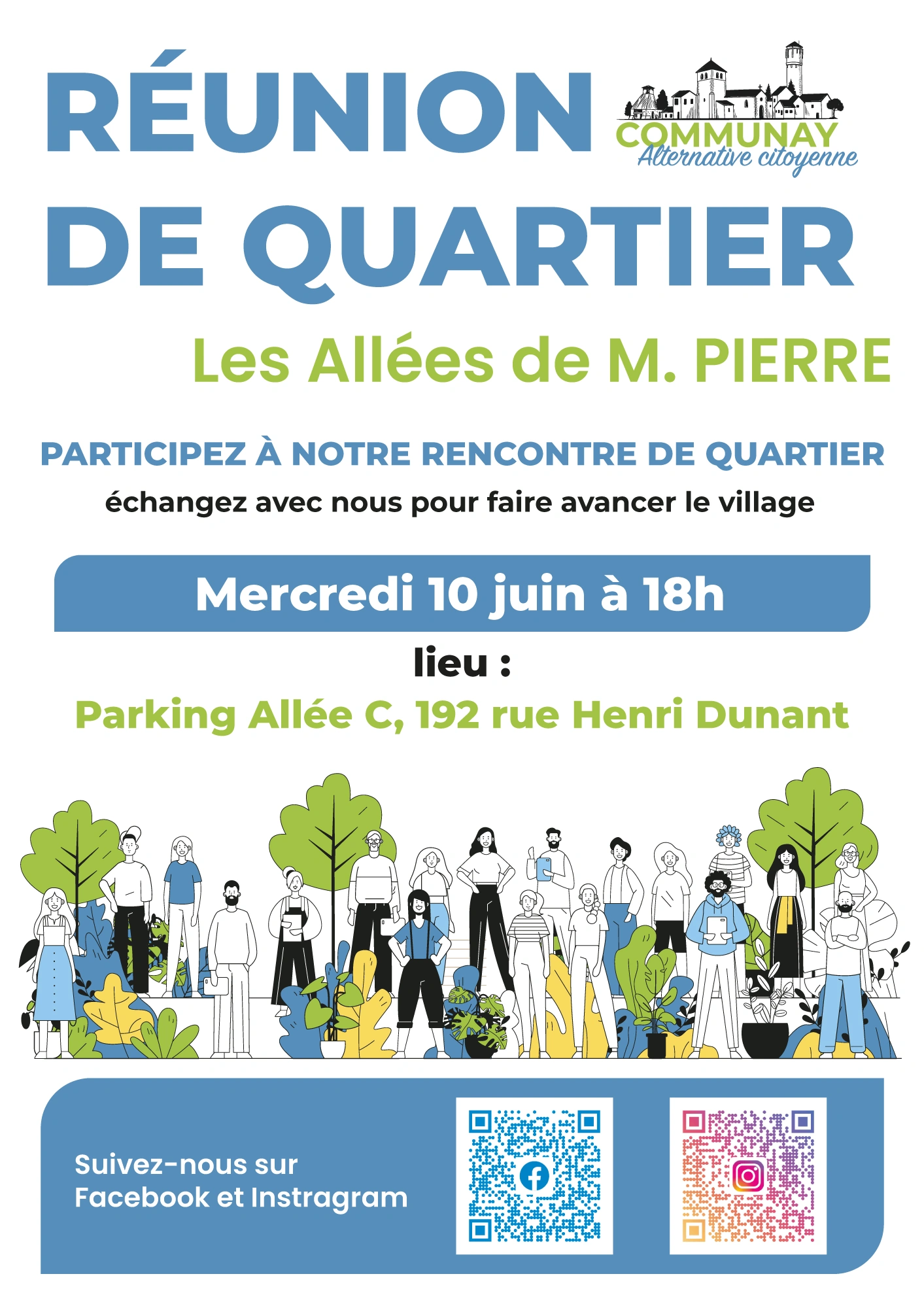 Affiche Réunion de quartier à Communay pour rencontrer les habitants
