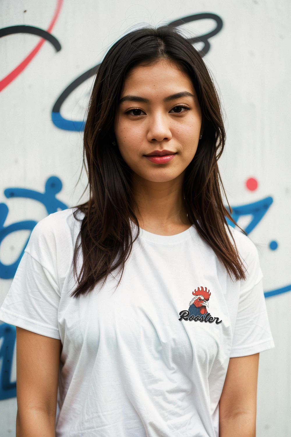 T-shirt blanc pour femme avec le petit logo Rooster