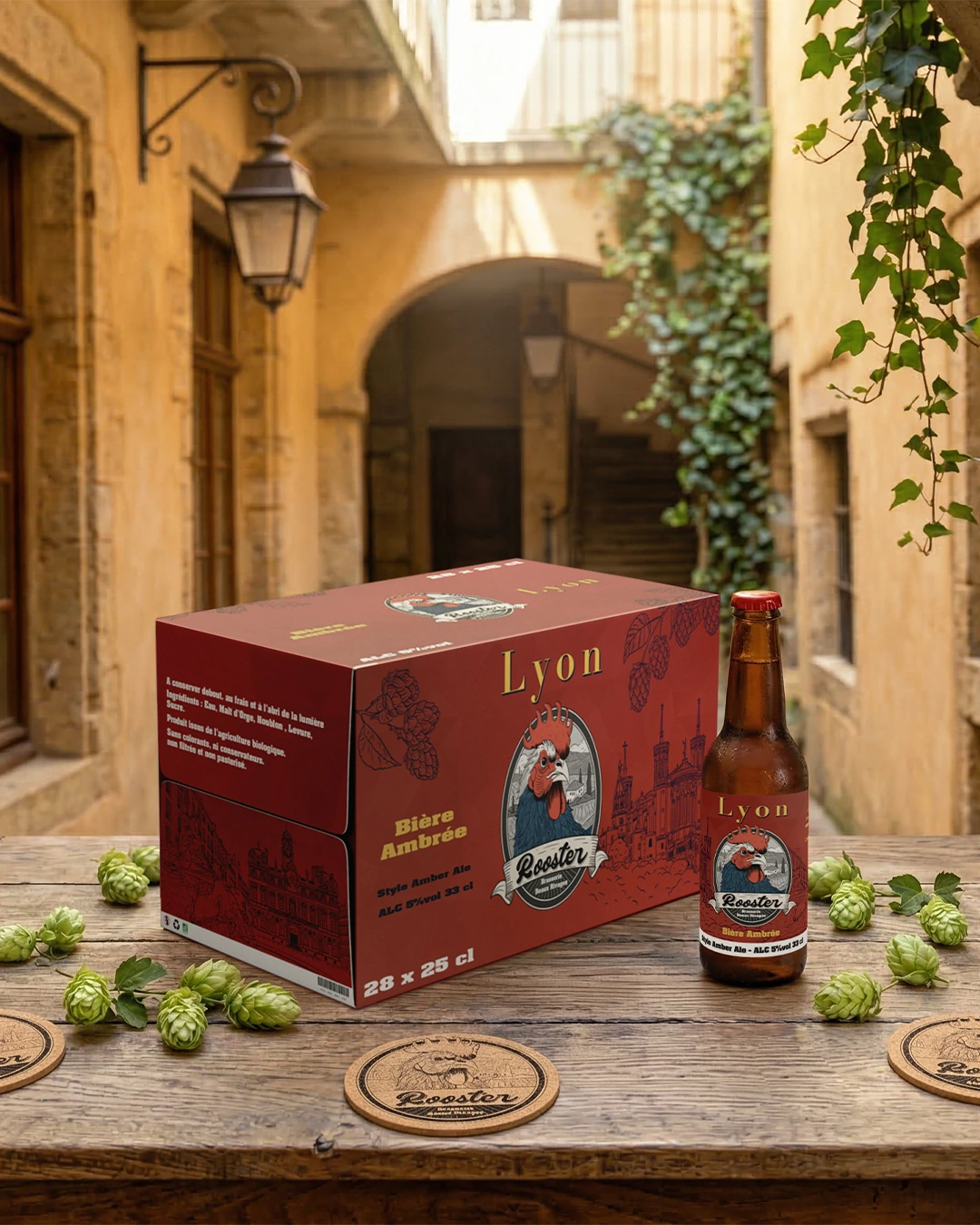 Packaging du projet fictif Rooster pour une brasserie artisanale