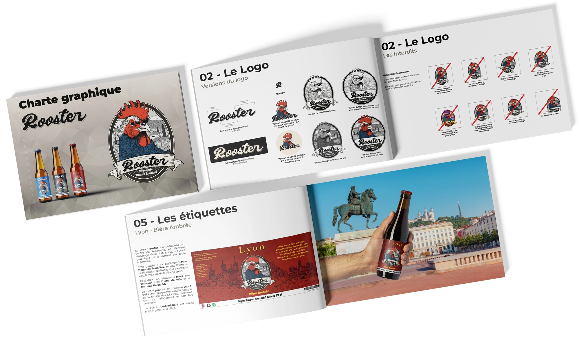 Publications Instagram du projet fictif Rooster affichées sur deux smartphones